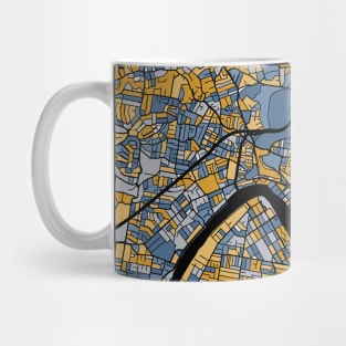 Brisbane Map Pattern in Blue & Gold Mug